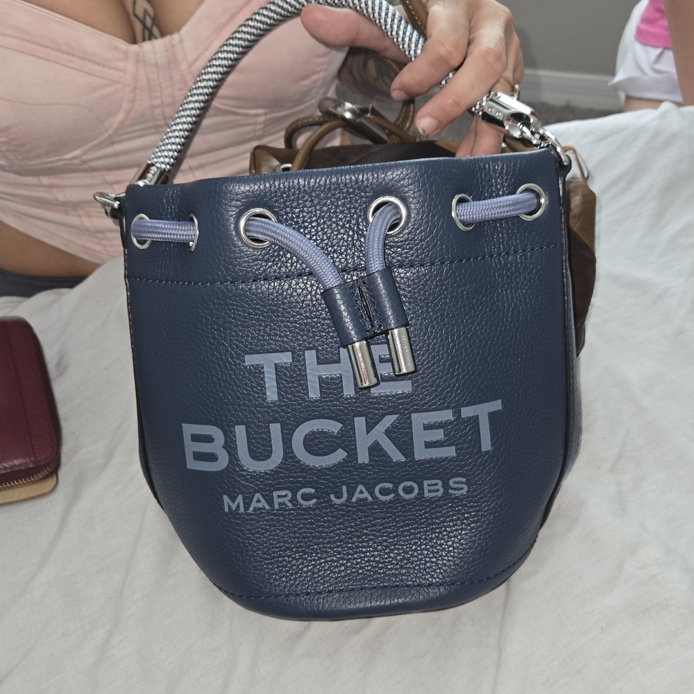 Used Marc Jacobs Navy Blue The Bucket Drawstring Mini Bag